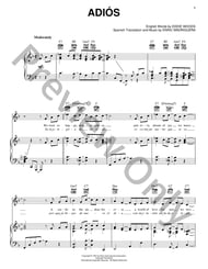 Adios piano sheet music cover